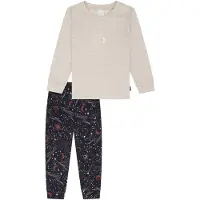 Schiesser Pyjama Mädchen Baumwolle beige bedruckt, 128 810711-0001-01280