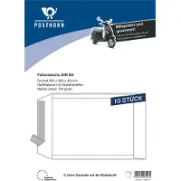 Posthorn Faltentasche DIN B4 250 x 353 mm (B x H) ohne Fenster 120g/m² mit Haftklebung Papier braun 10 St....