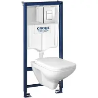 GROHE solido - voorwand montageset, toilet en softclose zitting, even bedieningsplaat, chroom