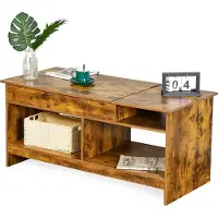 Relaxdays Couchtisch aufklappbar, HBT: 50x110x50 cm, Wohnzimmertisch mit Stauraum, zusätzliche Ablagefläche, braun