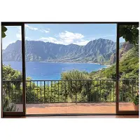 WALLARENA FOTOTAPETE 3D Effekt Fenster Meer Tapete Wohnzimmer 150x105