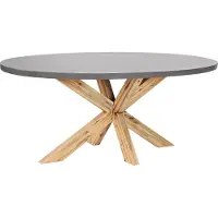 Beliani Gartentisch Grau u. Heller Holzfarbton Faserzement Tischplatte Oval 180 x 90 cm mit Holzbeinen Indoor & Outdoor Garten Schlafzimmer Wohnzimmer