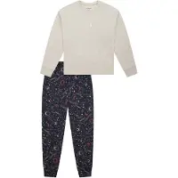 Schiesser Pyjama Mädchen Baumwolle beige bedruckt, 140 810706-0001-01400
