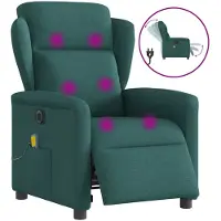 vidaXL Massagesessel Elektrisch Dunkelgrün Stoff