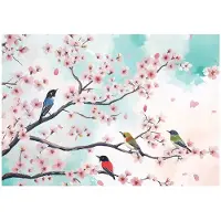WALLARENA FOTOTAPETE Vögel Blumen Wohnzimmer Vlies Tapete 150x105