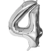 Boland Folienballon - Zahl 4 - silber - ca. 86 cm