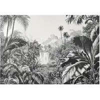 WALLARENA FOTOTAPETE Dschungel Wald Schwarz Weiß Tapete Wohnzimmer Schlafzimmer 350x250