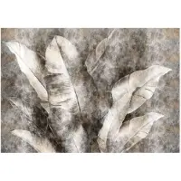 WALLARENA FOTOTAPETE Blätter Natur Grau Vlies Tapete Wohnzimmer 200x140