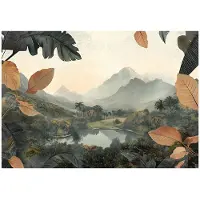 WALLARENA FOTOTAPETE Berge Natur Wald Vlies Tapete Wohnzimmer 250x175