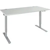 Schäfer Shop Schreibtisch AERO FLEX, elektrisch höhenverstellbar, Rechteck, T-Fuß, B 1200 mm, lichtgrau/weißalu