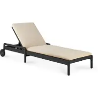 Ethnicraft Jack Gartenliege verstellbar mit Stoffauflage Teak 216x84 cm