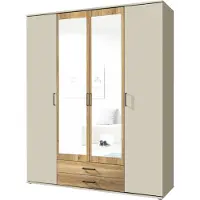 Die Möbelfundgrube Kleiderschrank mit Spiegel 159 cm Beige-Kaschmir - Eiche - CHICAGO