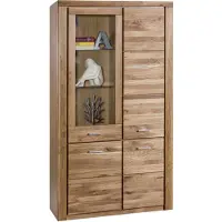 Massivart Vitrine mit Glastür Wildeiche teilmassiv geölt Breite 108 cm - FREYJA