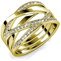 MYC Paris Criss Cross Ring - Gold und Kristall
