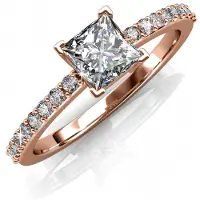 MYC Paris Einfacher quadratischer Ring - Roségold und Kristall