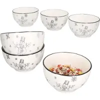 MamboCat 6x Olove Müslischale 450ml Steingut Schneeflocke Weihnachten Winter Schüssel