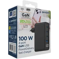 Gembird 4xpd Qc Lcd Usb-a Und Usb-c Wandladegerät 100w