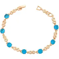 Faina Women Crystal-Studded Bracelet in Rose Gold Turquoise | Gr.: onesize