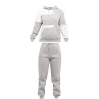 Tom Barron Freizeitanzug Damen-Freizeit Trainingsanzug mit Kapuze in GRAU | Gr.: M