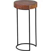 Wohnling Beistelltisch Sheesham massiv gebeizt - rund - 28 x 55 cm - SKIVA