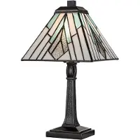 Elstead Lighting Elstead Alderley Tischlampe E14 Vintage-Bronze Tiffanyglas