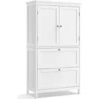 Vasagle Badkommode Badezimmerschrank, mit 2 Türen und 2 Schubladen Klassikweiß