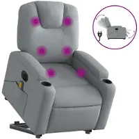 vidaXL Elektrischer Massagesessel mit Aufstehhilfe Hellgrau Stoff
