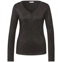 Street One Langarmshirt im Glitzer-Look und ot Herz-Ausschnitt