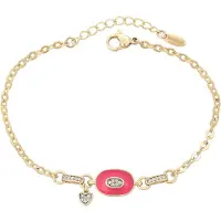 Faina Women Chain Link Bracelet With Rhinestones in Gold Rose Pink | Gr.: onesize