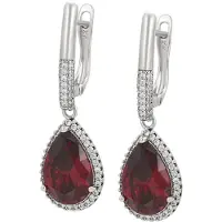 Faina Women Drop Earrings in Silver Red | Gr.: onesize