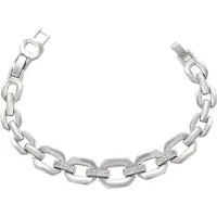 Faina Women Chain Link Bracelet With Rhinestones in Silver | Gr.: onesize