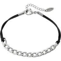 Faina Women Cable Chain Cord Bracelet in Silver Black | Gr.: onesize