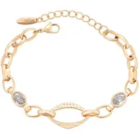 Faina Women Crystal-Studded Chain Link Bracelet in Rose Gold White | Gr.: onesize