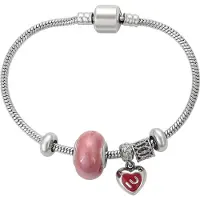Faina Women Snake Chain Bracelet With Charms in Silver Rose | Gr.: onesize