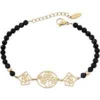Faina Women Beaded Bracelet With Charms in Black Gold | Gr.: onesize