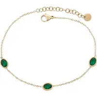 Faina Women Thin Crystal-Studded Chain Link Bracelet in Gold Emerald | Gr.: onesize