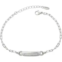Faina Women Chain Link Bracelet With Rhinestones in Silver | Gr.: onesize