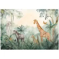 WALLARENA Fototapete Kinderzimmer Tiere in Beige | Gr.: 300 x 210 cm