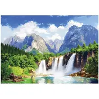 WALLARENA FOTOTAPETE 3D Effekt Wasserfall Berge Natur Tapete Wohnzimmer 350x250