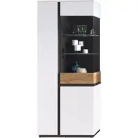 Die Möbelfundgrube Vitrine mit Glastür alpinweiß - Catania Eiche Breite 84 cm - NOVENA