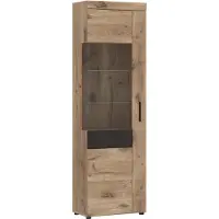 Die Möbelfundgrube Vitrine mit Glastür Viking Eiche - grau - Breite 58 cm - GRANO