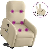 vidaXL Massagesessel mit Aufstehhilfe Creme Stoff