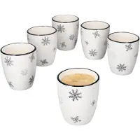 MamboCat 6x Olove Mokkabecher ohne Henkel 120ml Steingut Schneeflocke Weihnachten Tasse