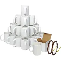 MonsterShop 72 Weiße Sublimationsbecher mit Boxen und Heizbandrolle