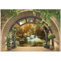 WALLARENA FOTOTAPETE 3D Effekt Wasserfall Vlies Tapete 300x210