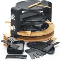 Kitchen Chef Raclette-maschine 8/10 personen 1500 w + grill + crêpes-hersteller KCWOOD.8.SUPER