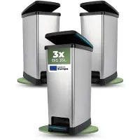 Novaliv 3x Großer Mülleimer mit Deckel - 35L Tretmülleimer mit Soft-Close-System - Stabiler Abfalleimer mit Deckel & Fußpedal - Geruchsdichter Mülleimer Küche u.v.m - Treteimer Müllbehälter