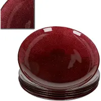 MamboCat 6x Suez Kuchenteller Ø21,2cm Glas Rot Goldglitzer Dessertteller Weihnachten
