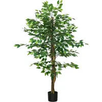 HOMCOM Künstliche Ficus-Pflanze-Ø15 x 150H cm-Grün | Gr.: onesize