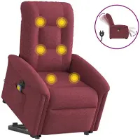 vidaXL Elektrischer Massagesessel mit Aufstehhilfe Weinrot Stoff